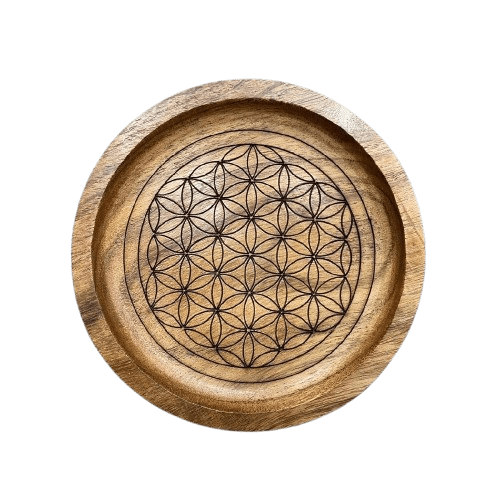 WOOD COASTER ROUND SHAPE FLOWER OF LIFE (POLISH)